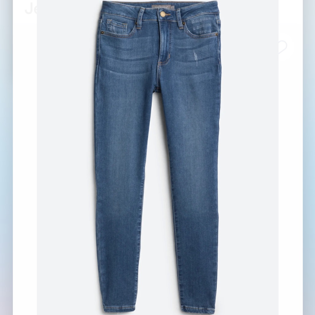Just Usa Yara Mid Rise Clean Indigo Skinny Crop Jean